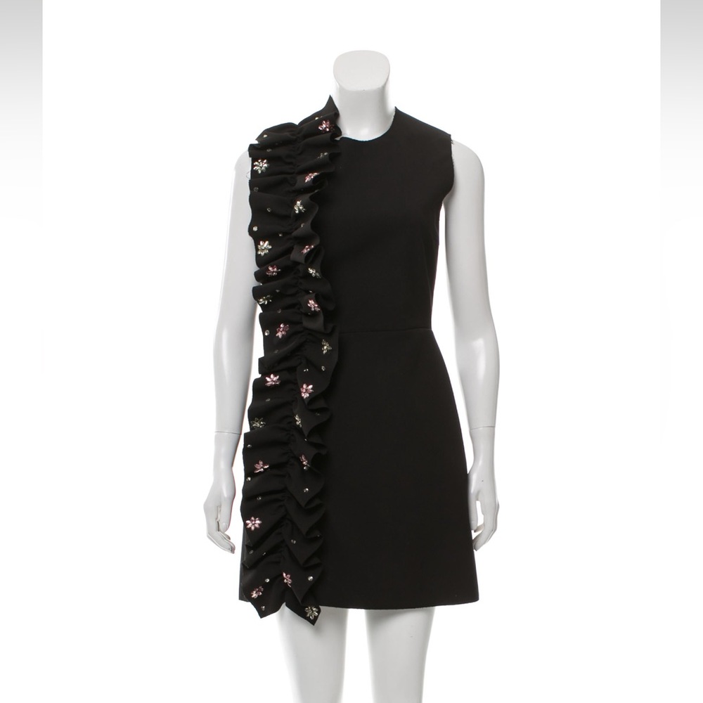 MSGM ruffle and crystal trim mini dress